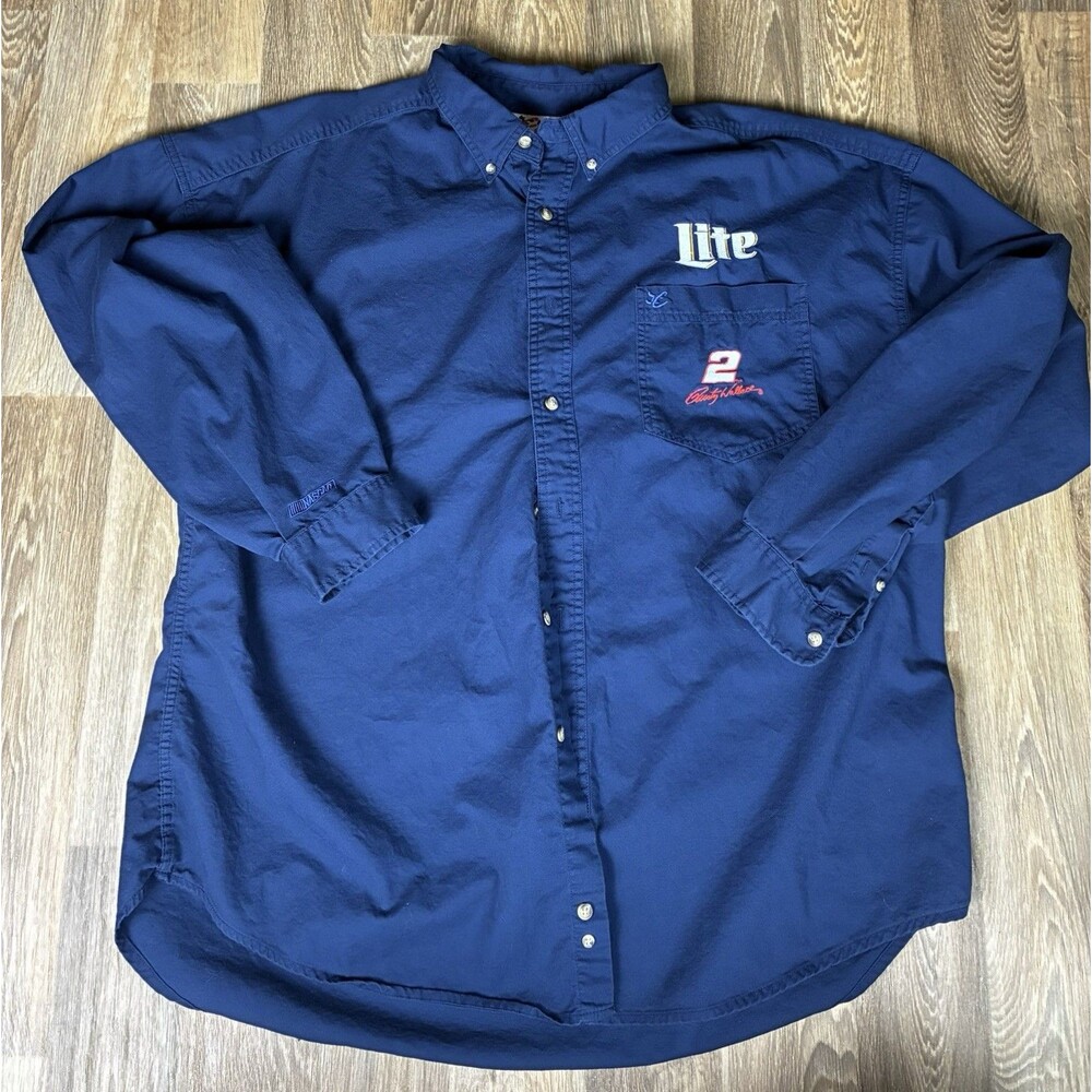 Chase Authentics Miller Lite Rusty Wallace #2 NASCAR Button Up Shirt Mens 2XL